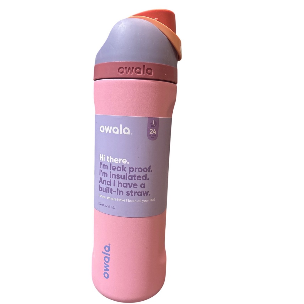 Owala FreeSip 24oz Insulated Stainless Steel Water Bottle Kickflip Pink Purple
